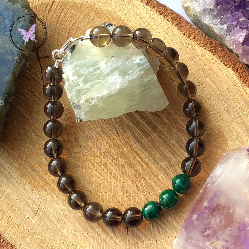 Men's Smokey Quartz Malachite Bracelet